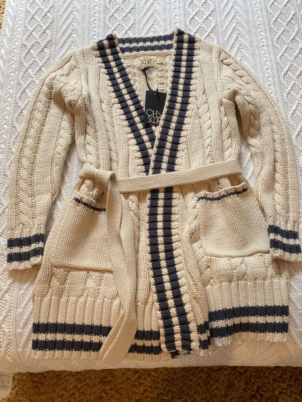 Chaser Belted Tennis Sweater M NWT